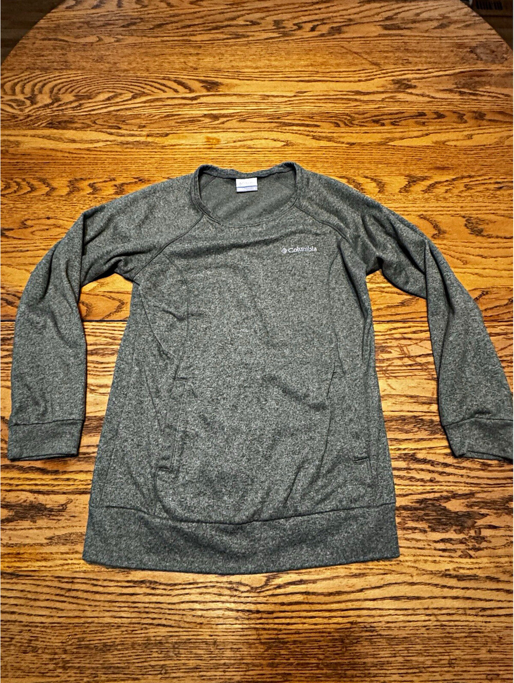 Columbia Women’s S Green Heather Tunic Pullover Sweatshirt Pockets Long Sleeve
